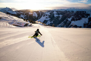 Skiabfahrt im Skicircus in Fieberbrunn bei besten Pistenbedingungen