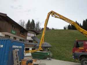 Umbau Betonmischer für die Bodenplatte